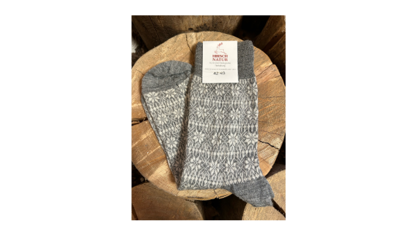 Hirsch Natur FEINSTRICKSOCKE Sternenmuster