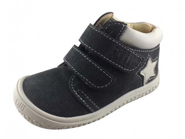 Filii Kinderbarfußschuhe Klett graphit/star/Velours